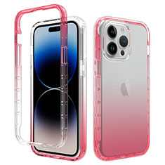 Silikon Hülle Handyhülle Ultra Dünn Flexible Schutzhülle Tasche Transparent Vorder und Rückseite 360 Grad Ganzkörper Farbverlauf für Apple iPhone 14 Pro Max Rot