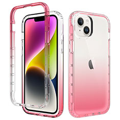 Silikon Hülle Handyhülle Ultra Dünn Flexible Schutzhülle Tasche Transparent Vorder und Rückseite 360 Grad Ganzkörper Farbverlauf für Apple iPhone 14 Rot