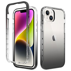 Silikon Hülle Handyhülle Ultra Dünn Flexible Schutzhülle Tasche Transparent Vorder und Rückseite 360 Grad Ganzkörper Farbverlauf für Apple iPhone 15 Dunkelgrau