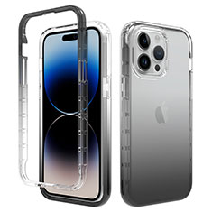 Silikon Hülle Handyhülle Ultra Dünn Flexible Schutzhülle Tasche Transparent Vorder und Rückseite 360 Grad Ganzkörper Farbverlauf für Apple iPhone 16 Pro Dunkelgrau