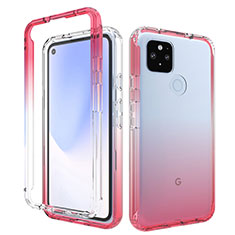 Silikon Hülle Handyhülle Ultra Dünn Flexible Schutzhülle Tasche Transparent Vorder und Rückseite 360 Grad Ganzkörper Farbverlauf für Google Pixel 4a 5G Rot