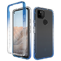 Silikon Hülle Handyhülle Ultra Dünn Flexible Schutzhülle Tasche Transparent Vorder und Rückseite 360 Grad Ganzkörper Farbverlauf für Google Pixel 5a 5G Blau