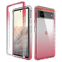 Silikon Hülle Handyhülle Ultra Dünn Flexible Schutzhülle Tasche Transparent Vorder und Rückseite 360 Grad Ganzkörper Farbverlauf für Google Pixel 6 5G Rot