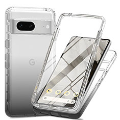 Silikon Hülle Handyhülle Ultra Dünn Flexible Schutzhülle Tasche Transparent Vorder und Rückseite 360 Grad Ganzkörper Farbverlauf für Google Pixel 7 5G Dunkelgrau