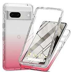 Silikon Hülle Handyhülle Ultra Dünn Flexible Schutzhülle Tasche Transparent Vorder und Rückseite 360 Grad Ganzkörper Farbverlauf für Google Pixel 7 5G Rot