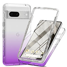 Silikon Hülle Handyhülle Ultra Dünn Flexible Schutzhülle Tasche Transparent Vorder und Rückseite 360 Grad Ganzkörper Farbverlauf für Google Pixel 7 5G Violett