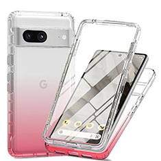 Silikon Hülle Handyhülle Ultra Dünn Flexible Schutzhülle Tasche Transparent Vorder und Rückseite 360 Grad Ganzkörper Farbverlauf für Google Pixel 7a 5G Rot