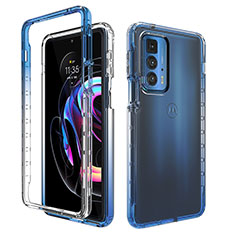 Silikon Hülle Handyhülle Ultra Dünn Flexible Schutzhülle Tasche Transparent Vorder und Rückseite 360 Grad Ganzkörper Farbverlauf für Motorola Moto Edge 20 Pro 5G Blau