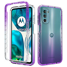 Silikon Hülle Handyhülle Ultra Dünn Flexible Schutzhülle Tasche Transparent Vorder und Rückseite 360 Grad Ganzkörper Farbverlauf für Motorola Moto Edge (2022) 5G Violett