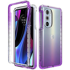 Silikon Hülle Handyhülle Ultra Dünn Flexible Schutzhülle Tasche Transparent Vorder und Rückseite 360 Grad Ganzkörper Farbverlauf für Motorola Moto Edge 30 Pro 5G Violett