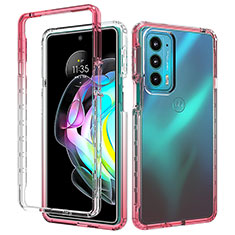 Silikon Hülle Handyhülle Ultra Dünn Flexible Schutzhülle Tasche Transparent Vorder und Rückseite 360 Grad Ganzkörper Farbverlauf für Motorola Moto Edge Lite 5G Rot