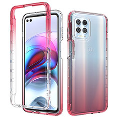 Silikon Hülle Handyhülle Ultra Dünn Flexible Schutzhülle Tasche Transparent Vorder und Rückseite 360 Grad Ganzkörper Farbverlauf für Motorola Moto Edge S 5G Rot