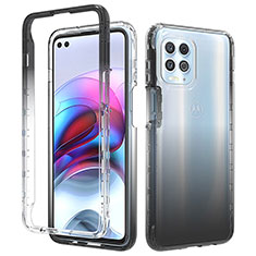 Silikon Hülle Handyhülle Ultra Dünn Flexible Schutzhülle Tasche Transparent Vorder und Rückseite 360 Grad Ganzkörper Farbverlauf für Motorola Moto Edge S 5G Schwarz