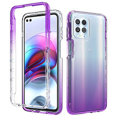 Silikon Hülle Handyhülle Ultra Dünn Flexible Schutzhülle Tasche Transparent Vorder und Rückseite 360 Grad Ganzkörper Farbverlauf für Motorola Moto Edge S 5G Violett