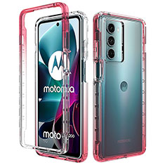 Silikon Hülle Handyhülle Ultra Dünn Flexible Schutzhülle Tasche Transparent Vorder und Rückseite 360 Grad Ganzkörper Farbverlauf für Motorola Moto Edge S30 5G Rot