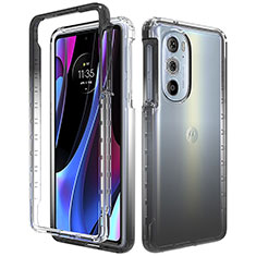 Silikon Hülle Handyhülle Ultra Dünn Flexible Schutzhülle Tasche Transparent Vorder und Rückseite 360 Grad Ganzkörper Farbverlauf für Motorola Moto Edge X30 5G Schwarz