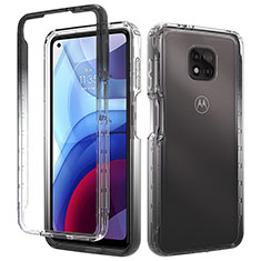 Silikon Hülle Handyhülle Ultra Dünn Flexible Schutzhülle Tasche Transparent Vorder und Rückseite 360 Grad Ganzkörper Farbverlauf für Motorola Moto G Power (2021) Schwarz