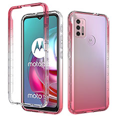 Silikon Hülle Handyhülle Ultra Dünn Flexible Schutzhülle Tasche Transparent Vorder und Rückseite 360 Grad Ganzkörper Farbverlauf für Motorola Moto G20 Rot