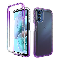 Silikon Hülle Handyhülle Ultra Dünn Flexible Schutzhülle Tasche Transparent Vorder und Rückseite 360 Grad Ganzkörper Farbverlauf für Motorola Moto G31 Violett