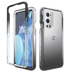 Silikon Hülle Handyhülle Ultra Dünn Flexible Schutzhülle Tasche Transparent Vorder und Rückseite 360 Grad Ganzkörper Farbverlauf für OnePlus 9 Pro 5G Dunkelgrau