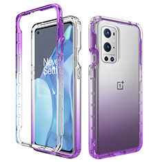 Silikon Hülle Handyhülle Ultra Dünn Flexible Schutzhülle Tasche Transparent Vorder und Rückseite 360 Grad Ganzkörper Farbverlauf für OnePlus 9 Pro 5G Violett