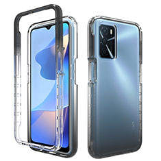 Silikon Hülle Handyhülle Ultra Dünn Flexible Schutzhülle Tasche Transparent Vorder und Rückseite 360 Grad Ganzkörper Farbverlauf für Oppo A16 Schwarz