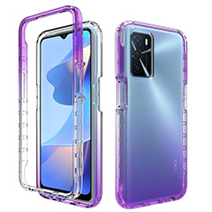 Silikon Hülle Handyhülle Ultra Dünn Flexible Schutzhülle Tasche Transparent Vorder und Rückseite 360 Grad Ganzkörper Farbverlauf für Oppo A16 Violett