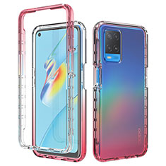 Silikon Hülle Handyhülle Ultra Dünn Flexible Schutzhülle Tasche Transparent Vorder und Rückseite 360 Grad Ganzkörper Farbverlauf für Oppo A54 4G Rot