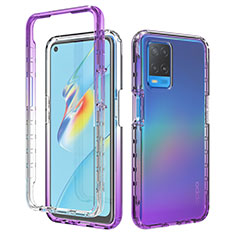 Silikon Hülle Handyhülle Ultra Dünn Flexible Schutzhülle Tasche Transparent Vorder und Rückseite 360 Grad Ganzkörper Farbverlauf für Oppo A54 4G Violett