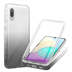 Silikon Hülle Handyhülle Ultra Dünn Flexible Schutzhülle Tasche Transparent Vorder und Rückseite 360 Grad Ganzkörper Farbverlauf für Samsung Galaxy A02 Schwarz