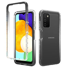 Silikon Hülle Handyhülle Ultra Dünn Flexible Schutzhülle Tasche Transparent Vorder und Rückseite 360 Grad Ganzkörper Farbverlauf für Samsung Galaxy A02s Dunkelgrau