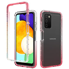 Silikon Hülle Handyhülle Ultra Dünn Flexible Schutzhülle Tasche Transparent Vorder und Rückseite 360 Grad Ganzkörper Farbverlauf für Samsung Galaxy A02s Rot