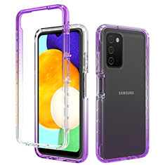 Silikon Hülle Handyhülle Ultra Dünn Flexible Schutzhülle Tasche Transparent Vorder und Rückseite 360 Grad Ganzkörper Farbverlauf für Samsung Galaxy A02s Violett