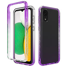 Silikon Hülle Handyhülle Ultra Dünn Flexible Schutzhülle Tasche Transparent Vorder und Rückseite 360 Grad Ganzkörper Farbverlauf für Samsung Galaxy A03 Core Violett