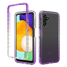 Silikon Hülle Handyhülle Ultra Dünn Flexible Schutzhülle Tasche Transparent Vorder und Rückseite 360 Grad Ganzkörper Farbverlauf für Samsung Galaxy A04s Violett
