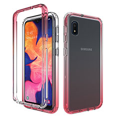 Silikon Hülle Handyhülle Ultra Dünn Flexible Schutzhülle Tasche Transparent Vorder und Rückseite 360 Grad Ganzkörper Farbverlauf für Samsung Galaxy A10e Rot