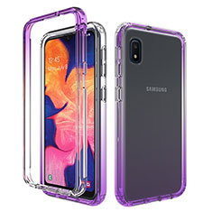 Silikon Hülle Handyhülle Ultra Dünn Flexible Schutzhülle Tasche Transparent Vorder und Rückseite 360 Grad Ganzkörper Farbverlauf für Samsung Galaxy A10e Violett