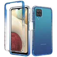 Silikon Hülle Handyhülle Ultra Dünn Flexible Schutzhülle Tasche Transparent Vorder und Rückseite 360 Grad Ganzkörper Farbverlauf für Samsung Galaxy A12 5G Blau