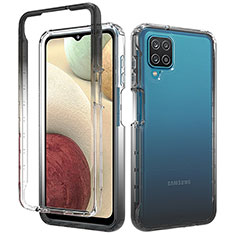 Silikon Hülle Handyhülle Ultra Dünn Flexible Schutzhülle Tasche Transparent Vorder und Rückseite 360 Grad Ganzkörper Farbverlauf für Samsung Galaxy A12 5G Dunkelgrau