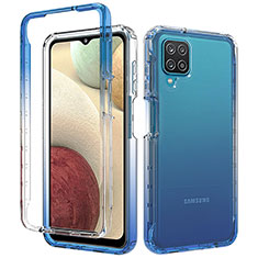 Silikon Hülle Handyhülle Ultra Dünn Flexible Schutzhülle Tasche Transparent Vorder und Rückseite 360 Grad Ganzkörper Farbverlauf für Samsung Galaxy A12 Blau