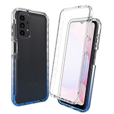 Silikon Hülle Handyhülle Ultra Dünn Flexible Schutzhülle Tasche Transparent Vorder und Rückseite 360 Grad Ganzkörper Farbverlauf für Samsung Galaxy A13 4G Blau