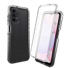 Silikon Hülle Handyhülle Ultra Dünn Flexible Schutzhülle Tasche Transparent Vorder und Rückseite 360 Grad Ganzkörper Farbverlauf für Samsung Galaxy A13 4G Dunkelgrau