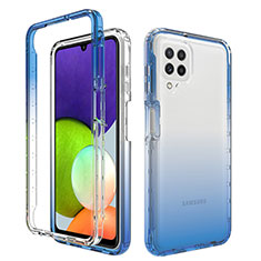 Silikon Hülle Handyhülle Ultra Dünn Flexible Schutzhülle Tasche Transparent Vorder und Rückseite 360 Grad Ganzkörper Farbverlauf für Samsung Galaxy A22 4G Blau