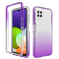 Silikon Hülle Handyhülle Ultra Dünn Flexible Schutzhülle Tasche Transparent Vorder und Rückseite 360 Grad Ganzkörper Farbverlauf für Samsung Galaxy A22 4G Violett