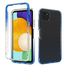 Silikon Hülle Handyhülle Ultra Dünn Flexible Schutzhülle Tasche Transparent Vorder und Rückseite 360 Grad Ganzkörper Farbverlauf für Samsung Galaxy A22 5G Blau