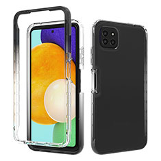 Silikon Hülle Handyhülle Ultra Dünn Flexible Schutzhülle Tasche Transparent Vorder und Rückseite 360 Grad Ganzkörper Farbverlauf für Samsung Galaxy A22s 5G Dunkelgrau