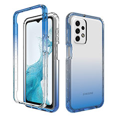 Silikon Hülle Handyhülle Ultra Dünn Flexible Schutzhülle Tasche Transparent Vorder und Rückseite 360 Grad Ganzkörper Farbverlauf für Samsung Galaxy A23 4G Blau