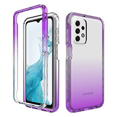 Silikon Hülle Handyhülle Ultra Dünn Flexible Schutzhülle Tasche Transparent Vorder und Rückseite 360 Grad Ganzkörper Farbverlauf für Samsung Galaxy A23 4G Violett