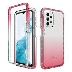 Silikon Hülle Handyhülle Ultra Dünn Flexible Schutzhülle Tasche Transparent Vorder und Rückseite 360 Grad Ganzkörper Farbverlauf für Samsung Galaxy A23 5G Rot