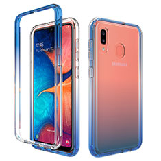 Silikon Hülle Handyhülle Ultra Dünn Flexible Schutzhülle Tasche Transparent Vorder und Rückseite 360 Grad Ganzkörper Farbverlauf für Samsung Galaxy A30 Blau